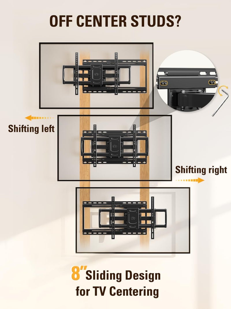 Mounting Dream Sliding TV Wall Mount for 42-86" TVs, Full Motion Articulating Dual Arms, Easy TV Centering, Max VESA 600x400mm, 132 lbs, MD2198 - Image 2